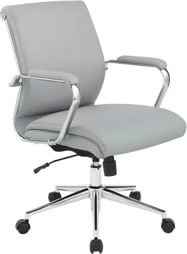 Miniatura 13 de Office Star Silla de oficina ajustable Antimicrobial Manager con base cromada, respaldo medio, tela negra Dillon
