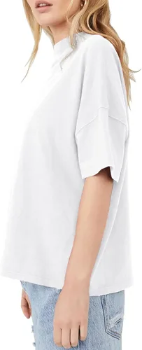 Miniatura 2 de Womens Casual Short Sleeve Mock Neck T Shirts Summer Loose Fit Basic Plain Tee Tops