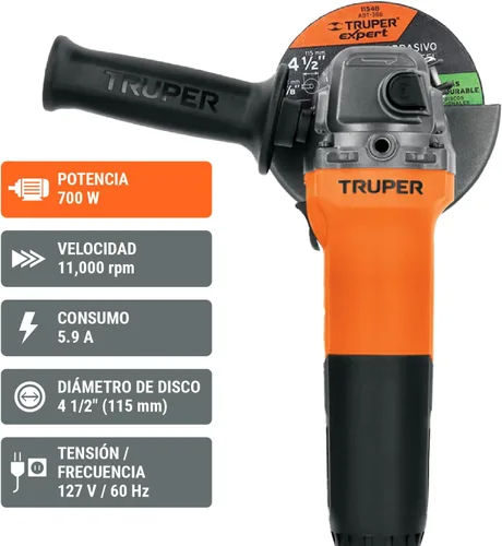 Miniatura 2 de Amoladora angular 4-1/2 ', profesional, 700 W