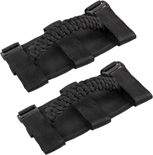 Savadicar 2 x Asas de Agarre de Barra Antivuelco, Mango de Agarre de Tejido Circular Compatible con Jeep Wrangler 1955-2023 CJ YJ TJ JK JKU JL JLU y