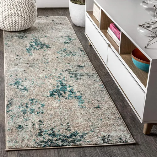 Miniatura 13 de JONATHAN Y CTP103A-3 Alfombra contemporánea POP moderna abstracta vintage desvanecida para interiores, estilo bohemio, fácil de limpiar, alto Azul