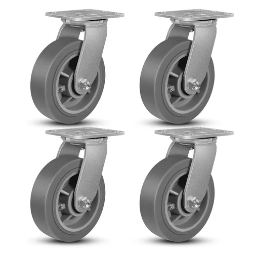 Miniatura 27 de Juego de 4 ruedas giratorias industriales de 5 pulgadas de alta resistencia con capacidad de carga de 3200 libras, ruedas de goma para muebles