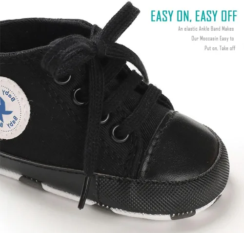 Miniatura 5 de Zapatos de lona para bebés recién nacidos, suela suave, para los primeros pasos, zapatos planos para niños pequeños, zapatos de mezclilla unisex
