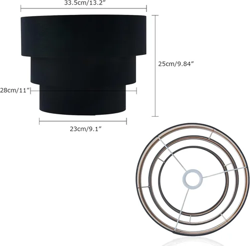 Miniatura 2 de EDISLIVE Pantalla de lámpara de lino de tambor de 3 niveles para lámpara colgante, lámpara de pie, candelabro, pantalla de reemplazo, clip