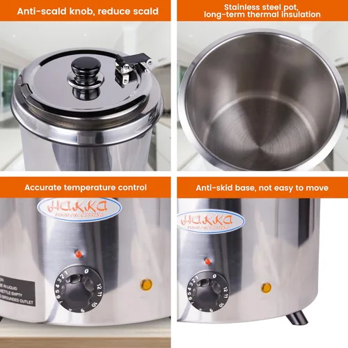 Miniatura 5 de Calentador de sopa comercial de 6 cuartos de galón, calentador de alimentos de 300 W con tapa con bisagras y olla desmontable, control