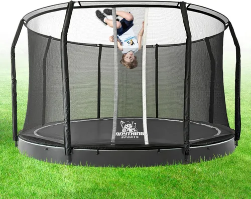Miniatura 3 de Trampolín redondo en el suelo – Alfombrilla de salto al aire libre resistente al suelo con marco galvanizado, acolchado de seguridad y kit de fácil