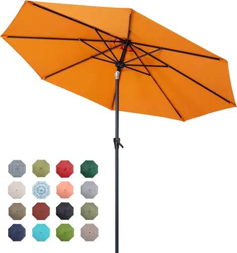Tempera Patio Market - Sombrilla de mesa para exteriores con botón de inclinación y manivela, sombrilla grande con poste resistente y toldo Ladrillo