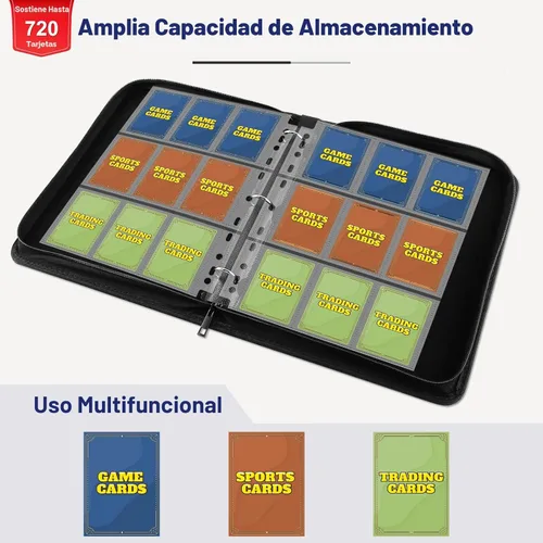 Miniatura 4 de Mlikero - Carpeta para tarjetas coleccionables con 720 bolsillos doble cara - Organizador de tarjetas con 9 bolsillos, compatible con MTG, JCC, Negro