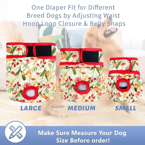 Miniatura 4 de Leekalos Pañales reutilizables lavables para perras (3 unidades) – Pañales para perras altamente absorbentes – Pañales ajustables para cachorros