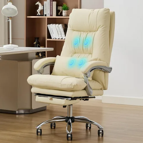 Silla de oficina de masaje con reposapiés, vibración de 6 puntos, sillas de oficina ejecutivas, silla de oficina alta, silla de escritorio