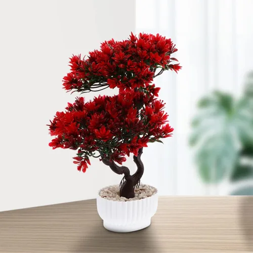Miniatura 5 de Happyyami 2 piezas de árbol bonsái artificial en maceta, pino japonés sintético, plantas falsas en maceta para el hogar, oficina, escaparate