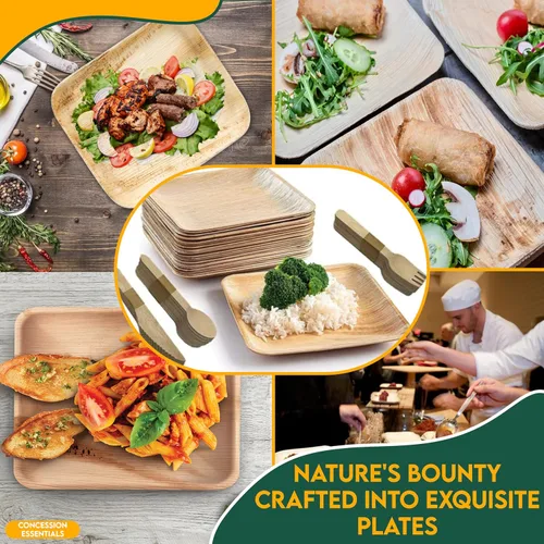 Miniatura 8 de Concession Essentials Platos de hoja de palma (25 unidades) – Vajilla desechable, platos compostables y biodegradables