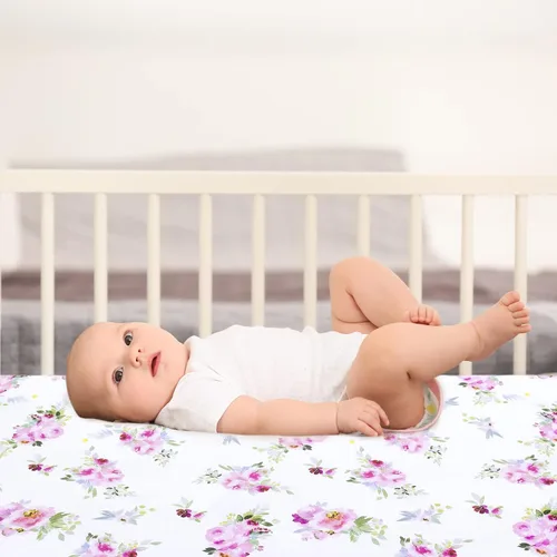 Miniatura 6 de Sábanas para Pack and Play para niña, paquete de 2 sábanas para mini cuna, sábana ajustada para corralito elástica, compatible con Graco Pack n