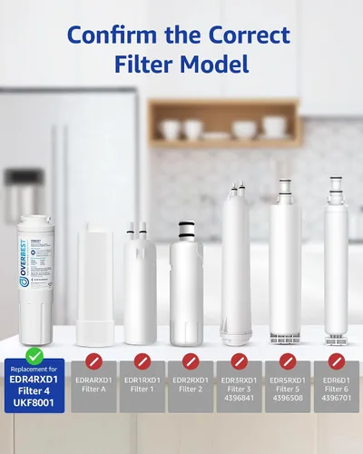 Miniatura 3 de Overbest UKF8001 Reemplazo para EveryDrop by Whirlpool Filtro de agua para refrigerador 4, EDR4RXD1