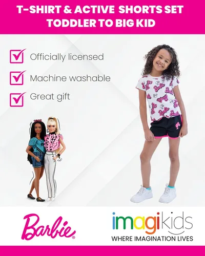 Miniatura 2 de Barbie Conjunto de camiseta y pantalones cortos activos de delfín Conjunto moderno para niñas coordinadas