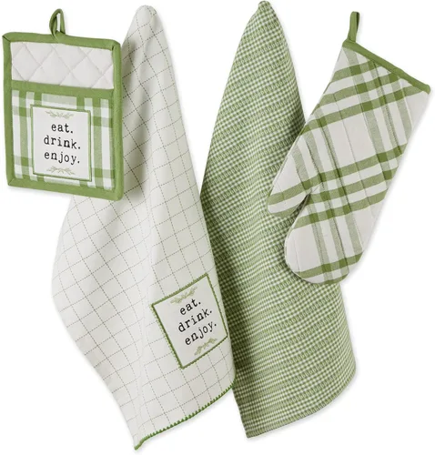 Miniatura 8 de DII Home Sweet Farmhouse Kitchen Collection, manoplas de horno, juego de toallas de cocina, color rojo granero, 4