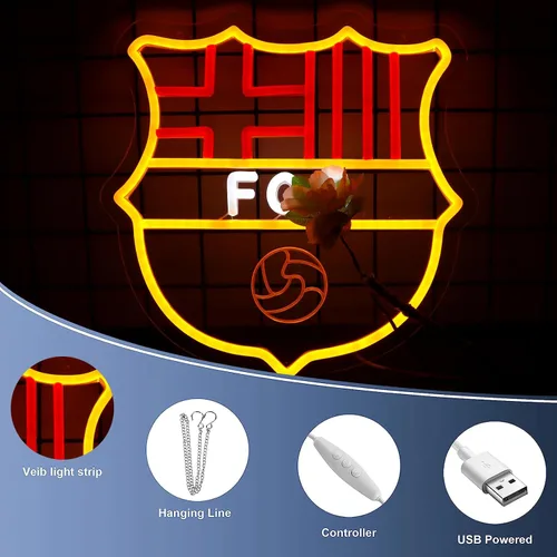 Miniatura 4 de Letreros de neón AHlove de deportes de fútbol para decoración de pared, luces LED de neón FC para dormitorio, guarida del hombre, regalos