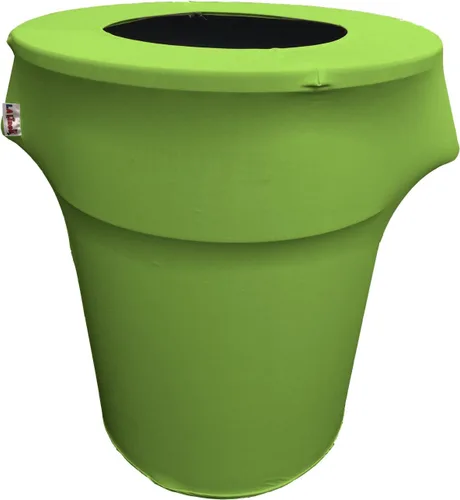 Miniatura 4 de LA Linen Cubierta para cubo de basura ajustable de elastano elástico de 32 galones, cubierta redonda para contenedor de residuos, decoración de Gris