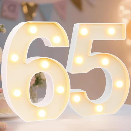 Miniatura 75 de Pooqla Letras y Números Decorativos con Luces LED, Letras y Números de Neón de Plástico Blanco para Decoración de Fiestas, Bodas, Funciona