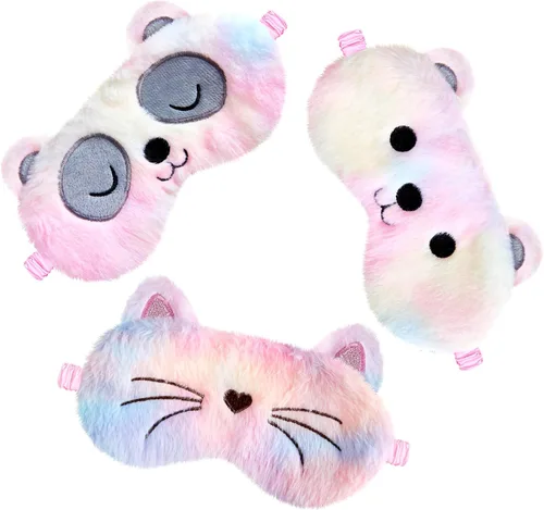 Miniatura 12 de Geyoga 3 piezas de antifaz de sueño para niños, niñas, cubierta suave para los ojos para dormir, cubierta de ojos para los ojos para niños Colorido