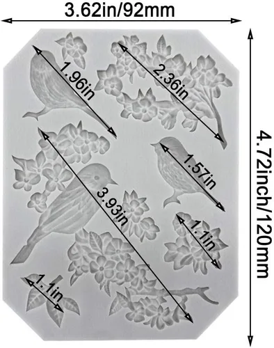 Miniatura 3 de Paquete de 3 moldes de silicona para fondant de mariposa, rosas, tallos de flores, pájaros, flores, para hacer fondant de chocolate, gelatina