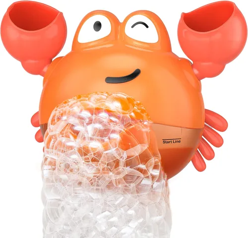 KINDIARY Juguete de baño, máquina de burbujas de baño de cangrejo para bebé, niños pequeños de 1 a 3 años, bebés, niños, soplador automático de