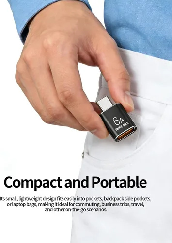Miniatura 6 de BOMIE Adaptador USB C a USB, paquete de 10 unidades, 6A 120 W, carga rápida, transferencia de datos de 10 Gbps, USB C macho a USB 3.2 hembra OTG