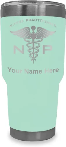 Miniatura 13 de LaserGram NP Nurse Practioner - Vaso aislado al vacío de 20 onzas, grabado personalizado incluido (negro)