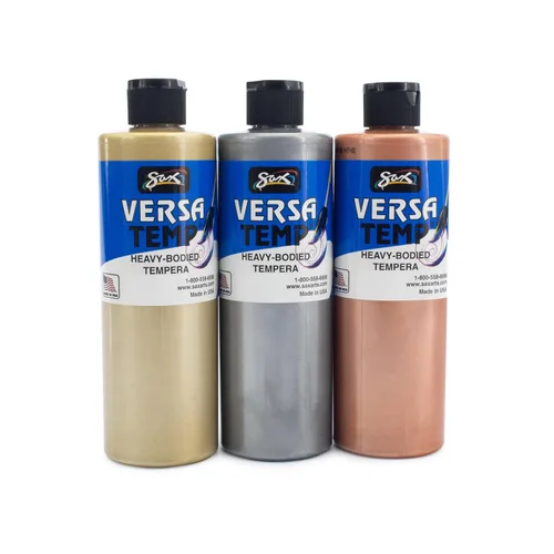 Miniatura 5 de Conjunto de témperas Sax 1440731 Versatemp, botellas de una pinta, colores metálicos surtidos (pack de 3)