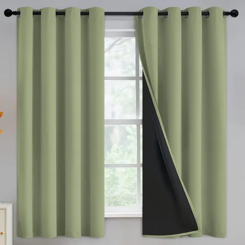Miniatura 260 de Yakamok Cortinas negras, cortinas de ventana con aislamiento térmico y eficiencia energética para dormitorio, cortinas opacas completas y cortinas