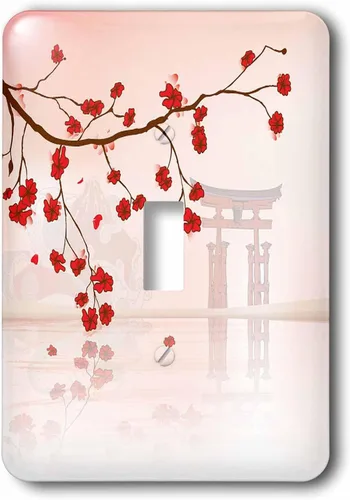 Miniatura 4 de 3dRose LSP _ _ _ _ _ _ _ _ _ _ 78460 _ _ _ _ _ _ _ _ _ _ 6 Pretty Cherry Blossoms against a peaceful Oriental Escena 2 Plug Outlet Cover