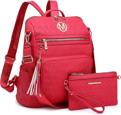 Miniatura 13 de MKP COLLECTION Mochila de moda para mujer, bolsa convertible grande para mujer, mochila de viaje, bolsa de hombro, juego de 2 piezas con borla, Beige