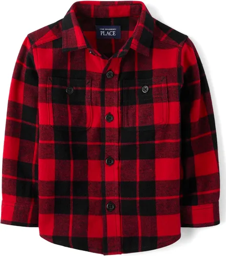 Miniatura 12 de The Children's Place - Camisa de franela a cuadros con mangas largas y botones para bebés y niños pequeños