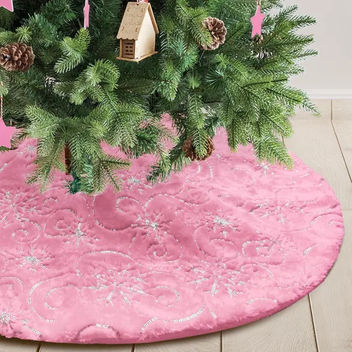 Miniatura 8 de Falda de árbol de Navidad de felpa negra de 24 pulgadas, pequeña, de piel sintética gruesa, lujosa decoración navideña para Año Nuevo, decoración