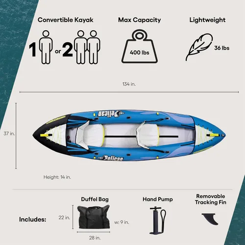 Miniatura 3 de Pelican iESCAPE Kayak inflable - Kayak recreativo - Compacto, estable y divertido todo en uno - para 1 o 2 personas