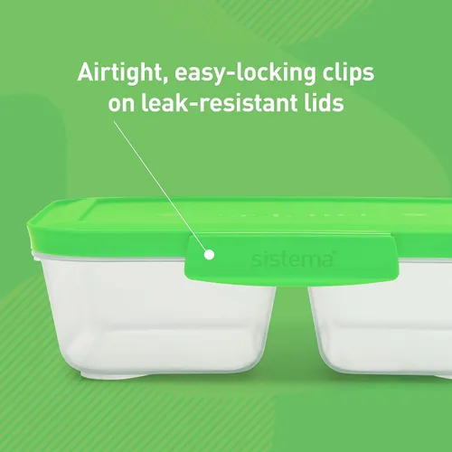 Miniatura 2 de Sistema Nest It - Recipientes de almacenamiento de alimentos para preparación de comidas con tapas, 2 compartimentos, 3.7 tazas, plástico, paquete