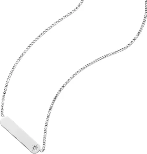 Miniatura 3 de Fossil - Collar de cadena con dije de acero inoxidable grabado y enchapado para mujer