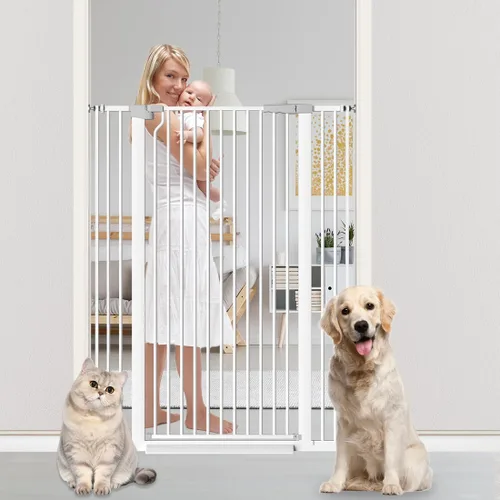 Miniatura 8 de Puerta extra alta para mascotas de 51.18 pulgadas para gatos y perros, puerta extra ancha de 29.6 a 40.5 pulgadas para escaleras y puertas, puerta