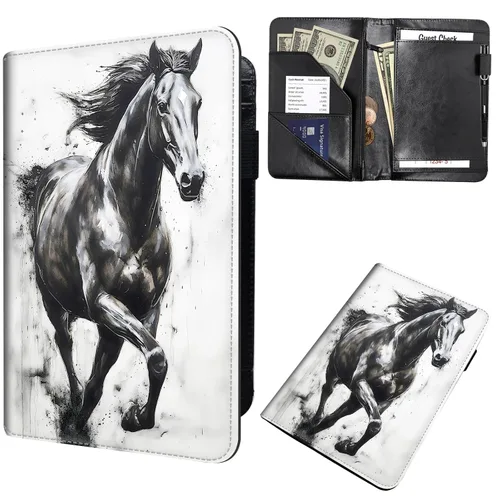 Miniatura 46 de Libros de mesero para camarera, cartera de cuero para camarero con cremallera, soporte para recibos, para camarero, camarero, accesorios