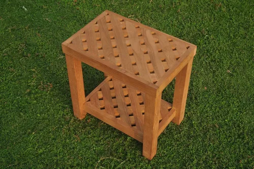 Miniatura 3 de Banco de ducha de madera de teca (18.0 x 12.0 in) con estante #TSAXSB1