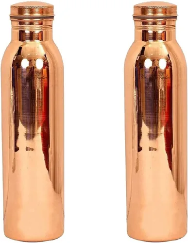 Botella de agua de cobre puro – 34 onzas extra grande – Recipiente ayurvédico de cobre puro para beber – Bebe más agua, reduce tu ingesta de azúcar
