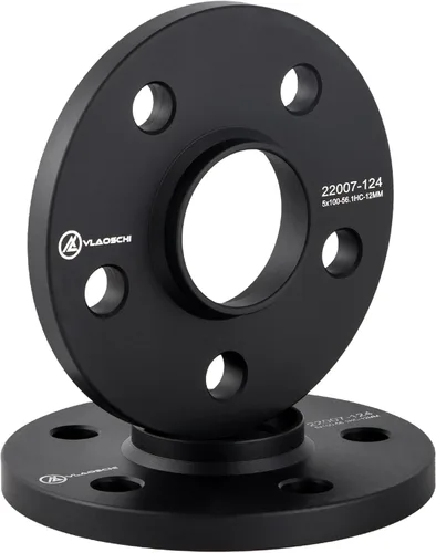 Miniatura 6 de Separadores de rueda Hubcentric negros 5x100 de 1/2 pulgada (12mm) con 56.1mm de diámetro de buje, compatibles con Subaru de 5 pernos para Impreza