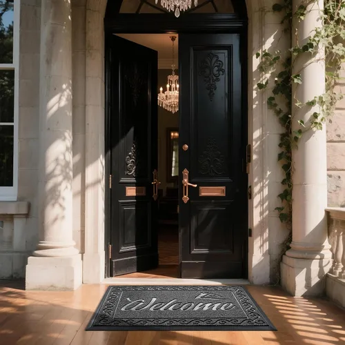 Miniatura 2 de Yimobra Felpudo de bienvenida, tapetes resistentes y duraderos para entrada de casa interior y exterior, tapete de puerta delantera para entrada Gris