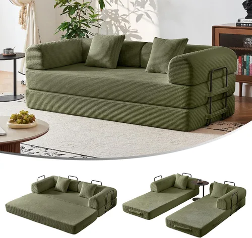 Miniatura 17 de Sofá cama convertible de pana de 79 pulgadas, sofá cama de asiento profundo, sofá cama con cama extraíble, sofá modular para piso de apartamento
