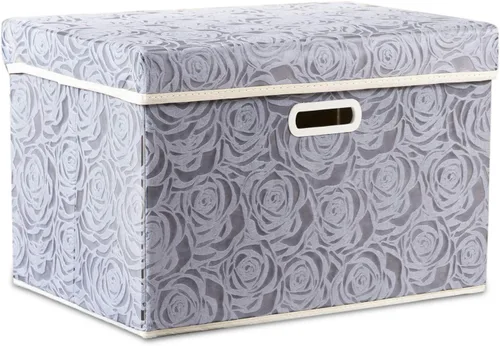 PRANDOM Caja de almacenamiento plegable más grande con tapa [1 unidad] Contenedor Cesta Organizadora Cubo de Almacenamiento Decorativo de Tela con