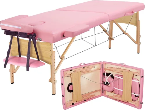 Miniatura 15 de Yaheetech - Mesa de masaje portátil, camas para pestañas, cama de spa, sofá de masaje plegable, mesas de spa ajustables, plegables en 2 con bolsa