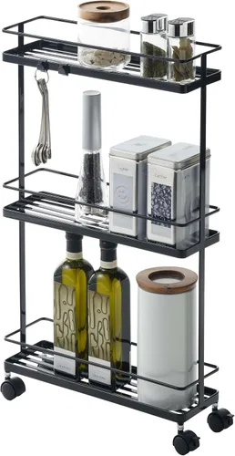 Yamazaki – Carrito de almacenamiento con ruedas para la cocina, estante organizador portátil
