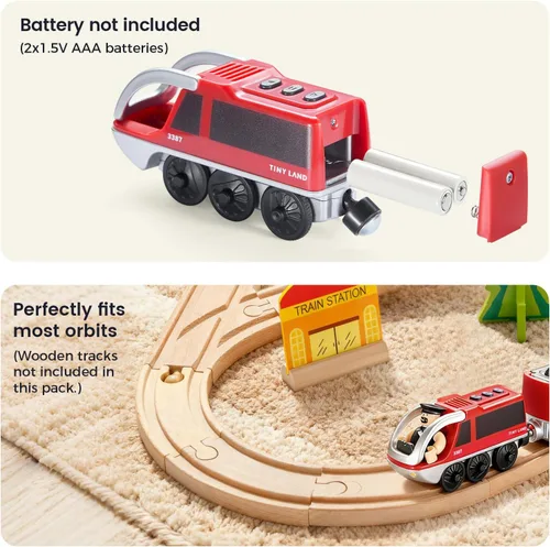 Miniatura 4 de Tiny Land Tren de locomotora de acción a baterías, potente juego de tren bala compatible con las principales pistas de marcas, juguetes de pista a