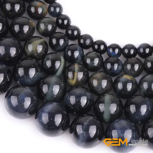 Miniatura 4 de GEM-Inside Cuentas sueltas de gema de Ojo de Tigre Azul Natural de 16mm, Piedra de Energía de Cristal Redonda para Hacer Joyas 15