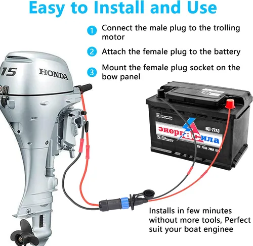 Miniatura 2 de CERRXIAN Conector sckot de motor de arrastre, kit de conexión rápida de enchufe y receptáculo de motor de arrastre, resistente de 2 clavijas de 12